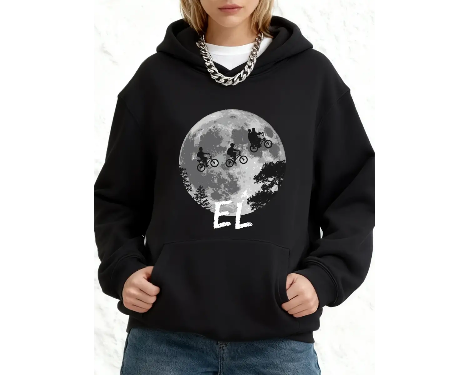 Erkekler Bisiklet Sürme Baskılı Kapüşonlu Üstler Pamuklu Kadın Kışlık Bol Kazak Polar Sıcak S