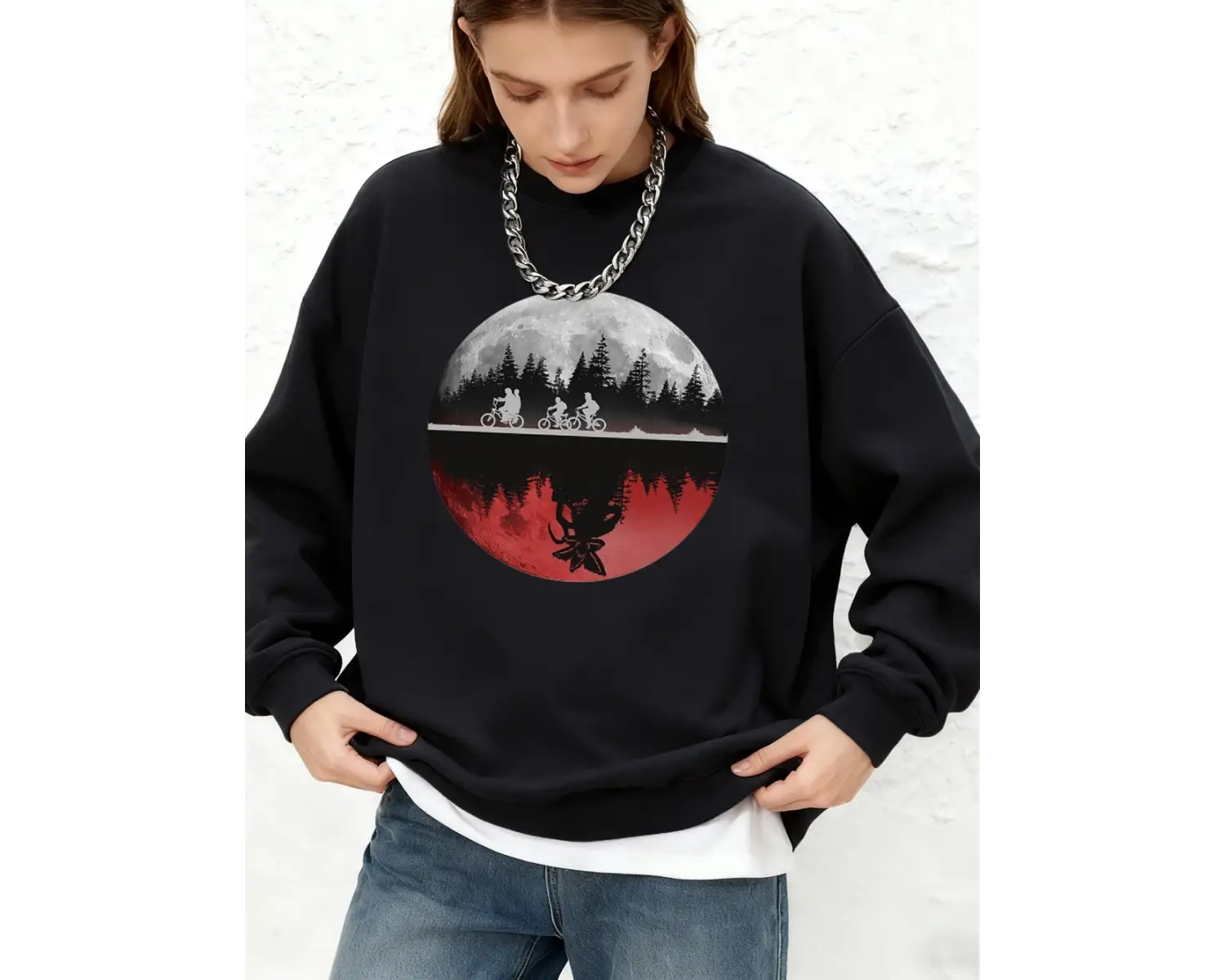 Erkekler Bisiklet Sürme Baskılı Sweatshirtler Kadınlar Kışlık Günlük Yuvarlak Yaka Kapüşonlu