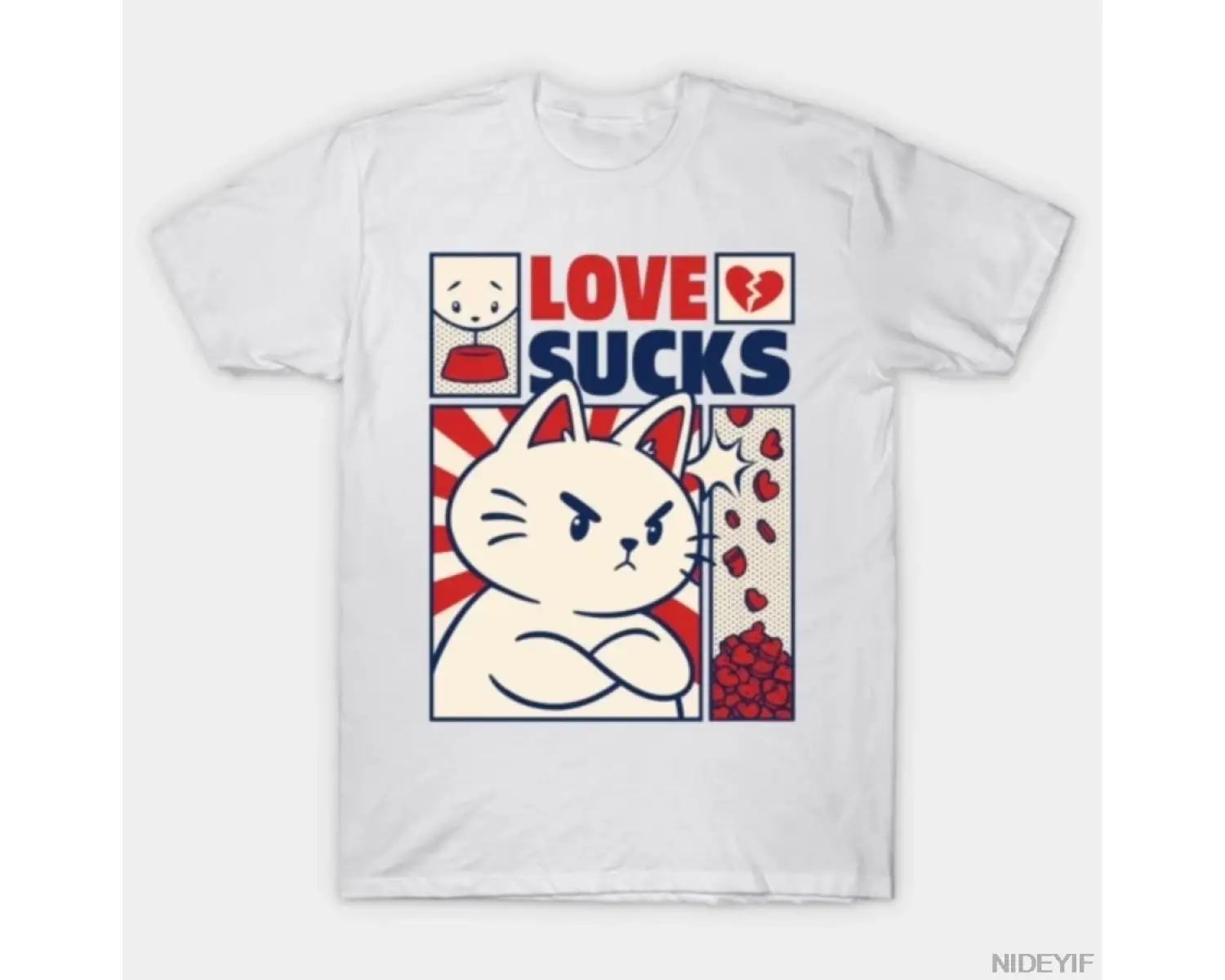 Erkekler Kadınlar İçin Angry Cat Tişört %100 Pamuklu Tişörtler Kısa Kollu Üstler 1212-2