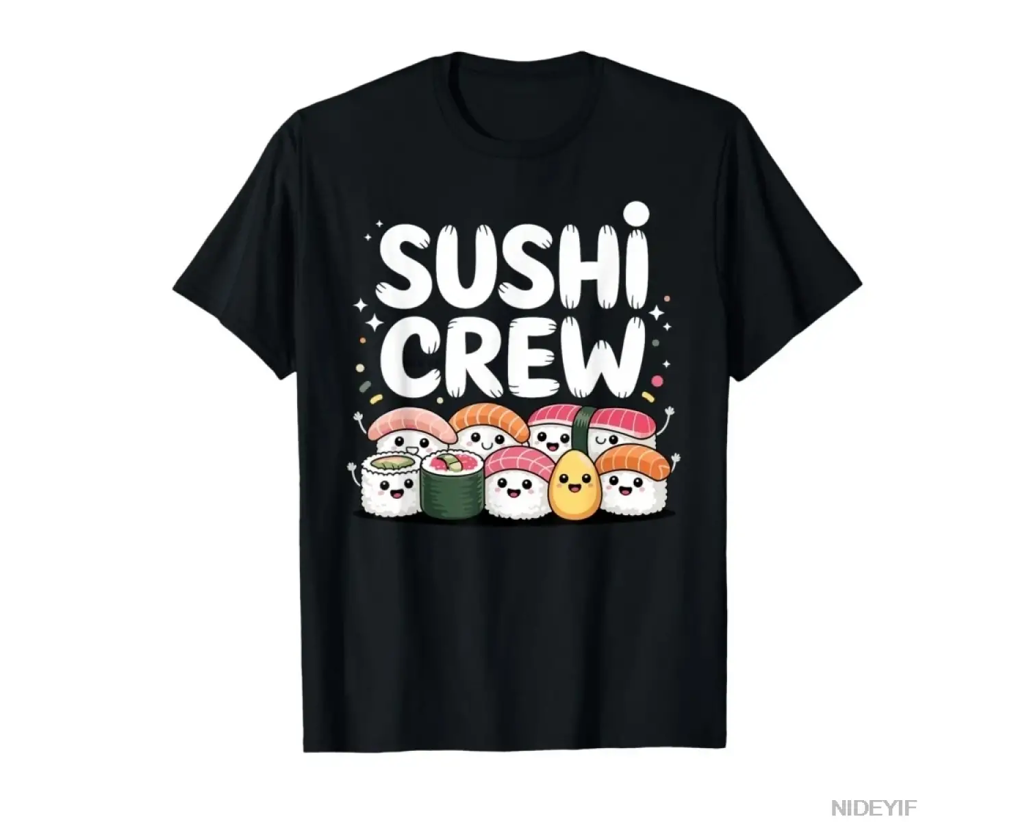 Erkekler Kadınlar İçin Komik Suşi Sanat Tişörtü %100 Pamuklu Tişörtler Kısa Kollu Üstler 0225