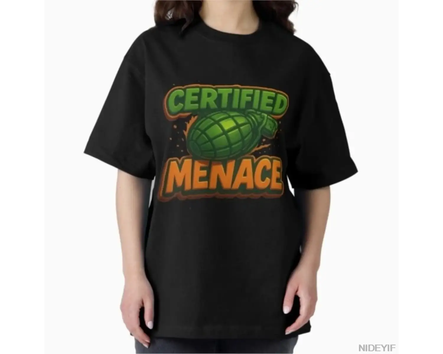 Erkekler Kadınlar İçin Sertifikalı Menace Tişört %100 Pamuklu Tişörtler Kısa Kollu Üstler 120