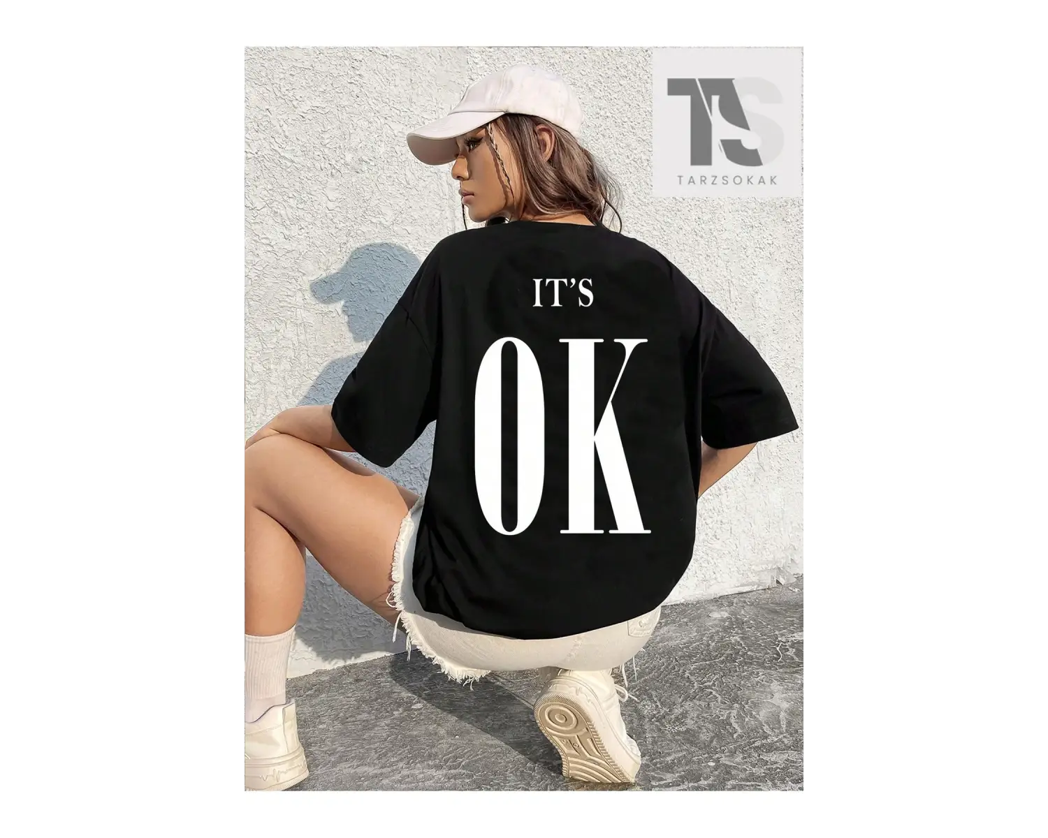 Essnce Sloganlı Grafikli Düşük Omuzlu Tişört