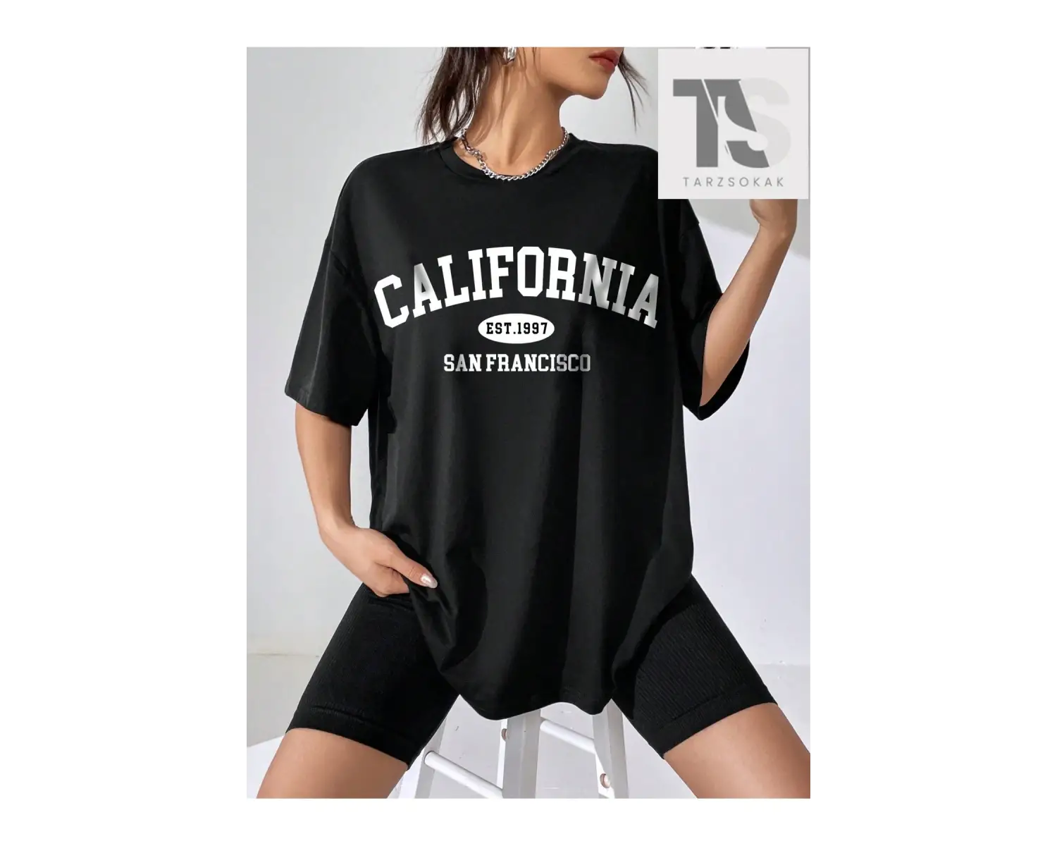 Essnce Sloganlı Grafikli Düşük Omuzlu Tişört