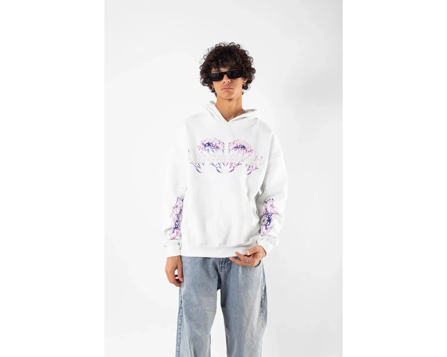 Eternal Text Baskılı Oversize Unisex Beyaz