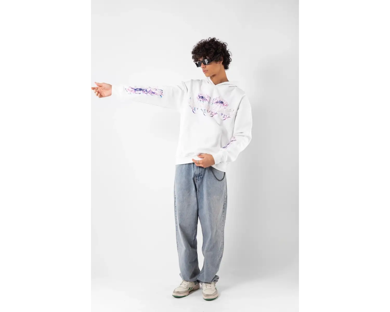 Eternal Text Baskılı Oversize Unisex Beyaz