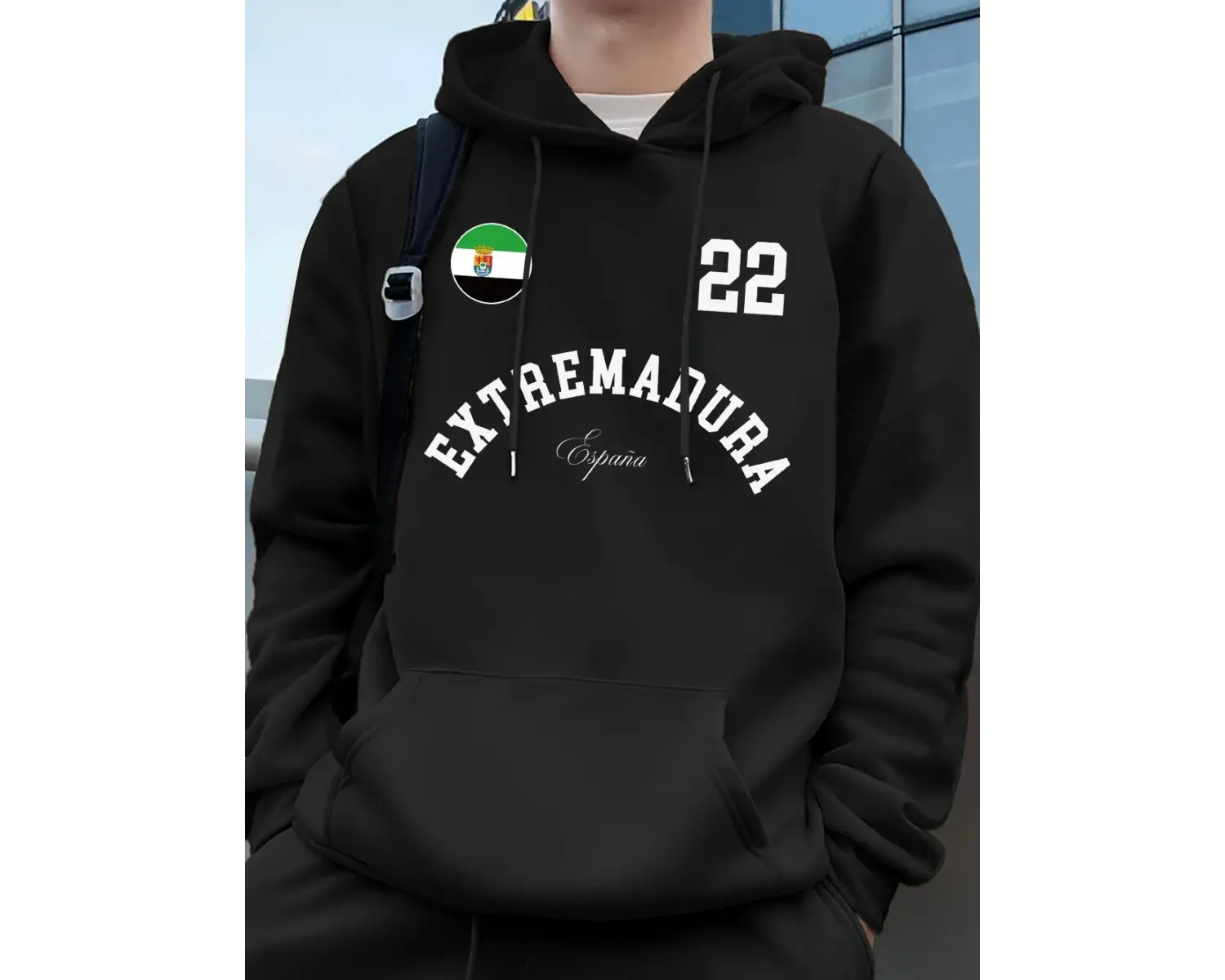 Extremadura İspanya Bayrağı Baskılı Kapüşonlu Erkek Eşofman Cepli Kazak Sportif Bol Sweatshir