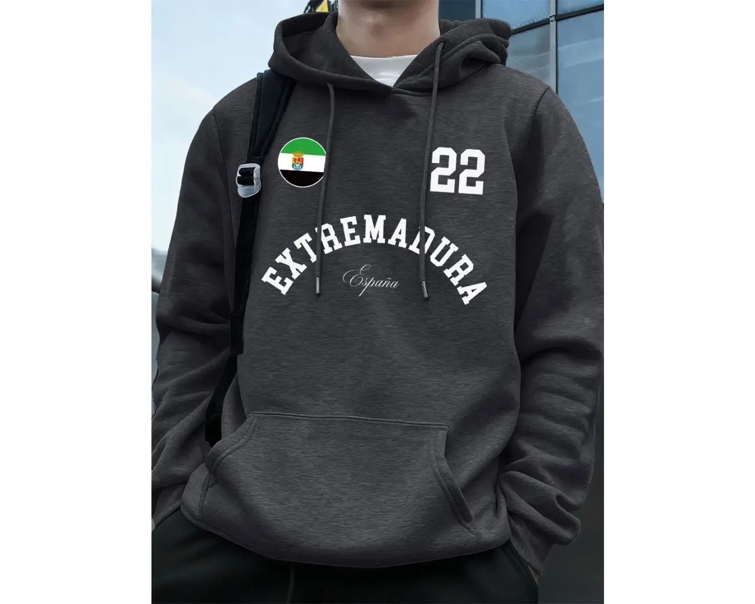 Extremadura İspanya Bayrağı Baskılı Kapüşonlu Erkek Eşofman Cepli Kazak Sportif Bol Sweatshir