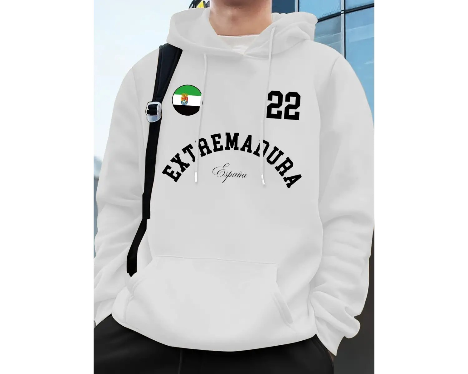 Extremadura İspanya Bayrağı Baskılı Kapüşonlu Erkek Eşofman Cepli Kazak Sportif Bol Sweatshir