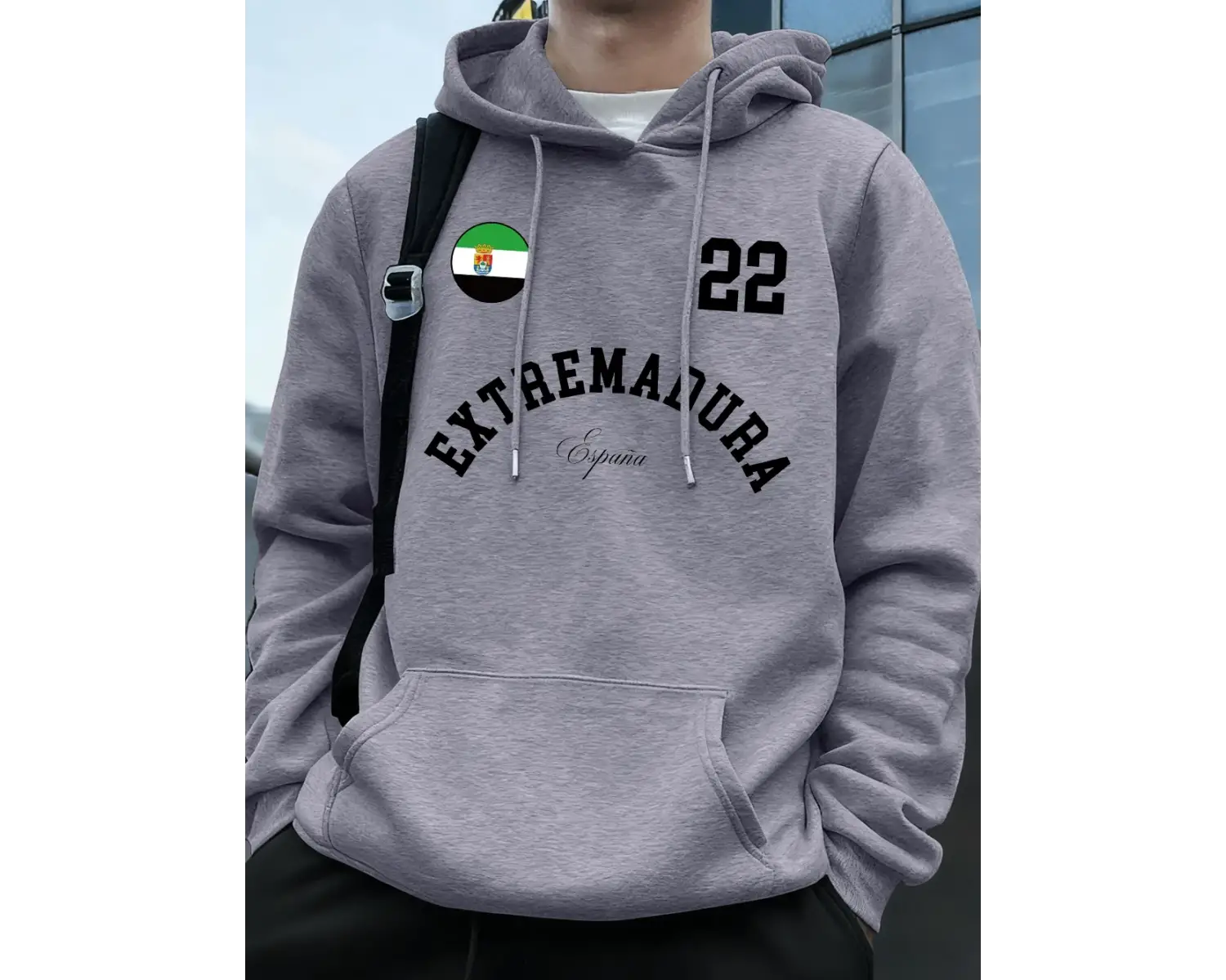 Extremadura İspanya Bayrağı Baskılı Kapüşonlu Erkek Eşofman Cepli Kazak Sportif Bol Sweatshir