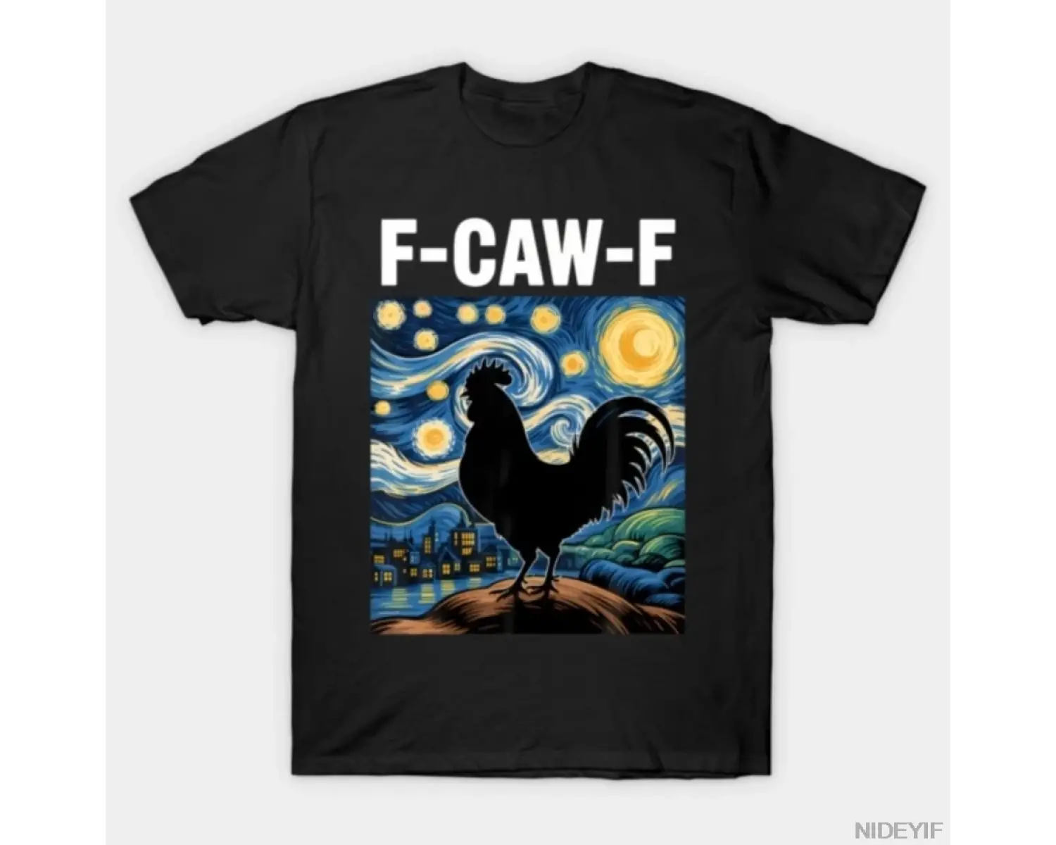 F-Caw-F Yıldızlı Gece Tavuk Alıntı Horoz Meme T-shirt Erkekler Kadınlar Için % 100% Pamuk T S
