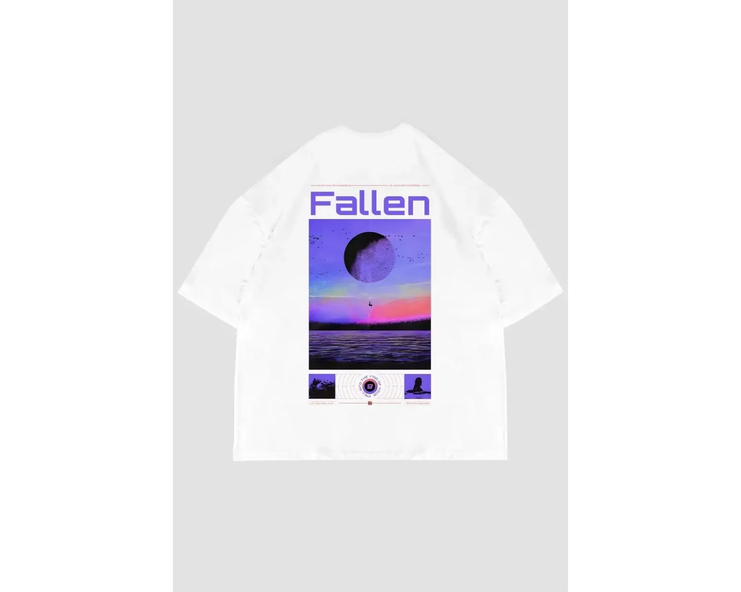 Fallen Sırt Baskılı Oversize Unisex Beyaz