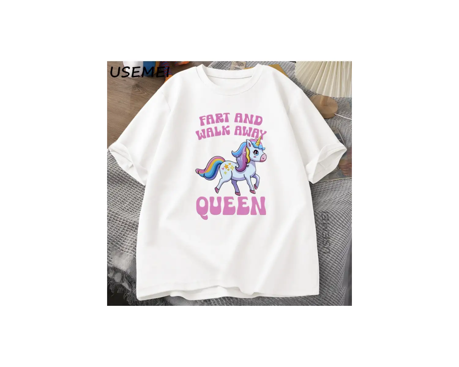 Fart and Walk Away Funny Unicorn T-shirt Casual Cotton Top for Men & Women Summer Fashion Sho 3004