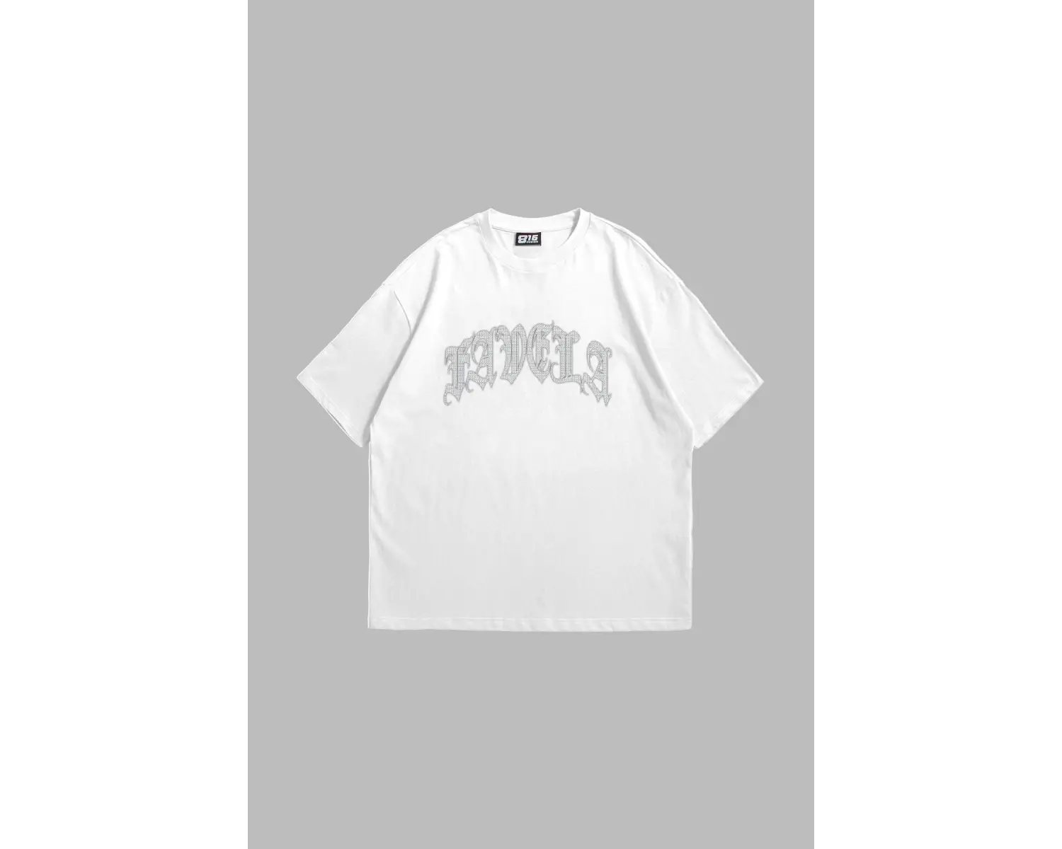 Favela Taş Baskılı Oversize Unisex Beyaz