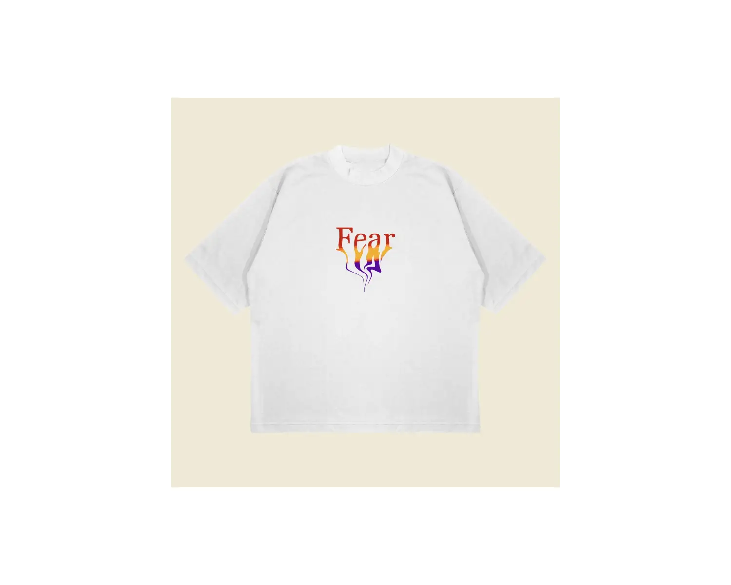 Fear Baskılı Oversize Unisex Pamuklu Nefes Alan Kalın Kumaşlı