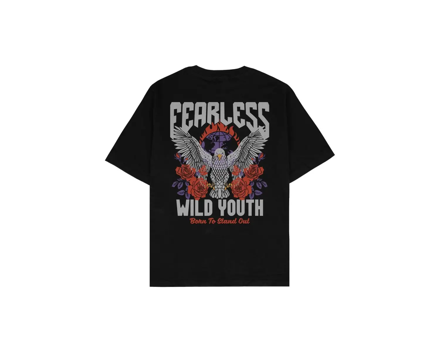 Fearless Siyah Oversize Unisex T-shirt