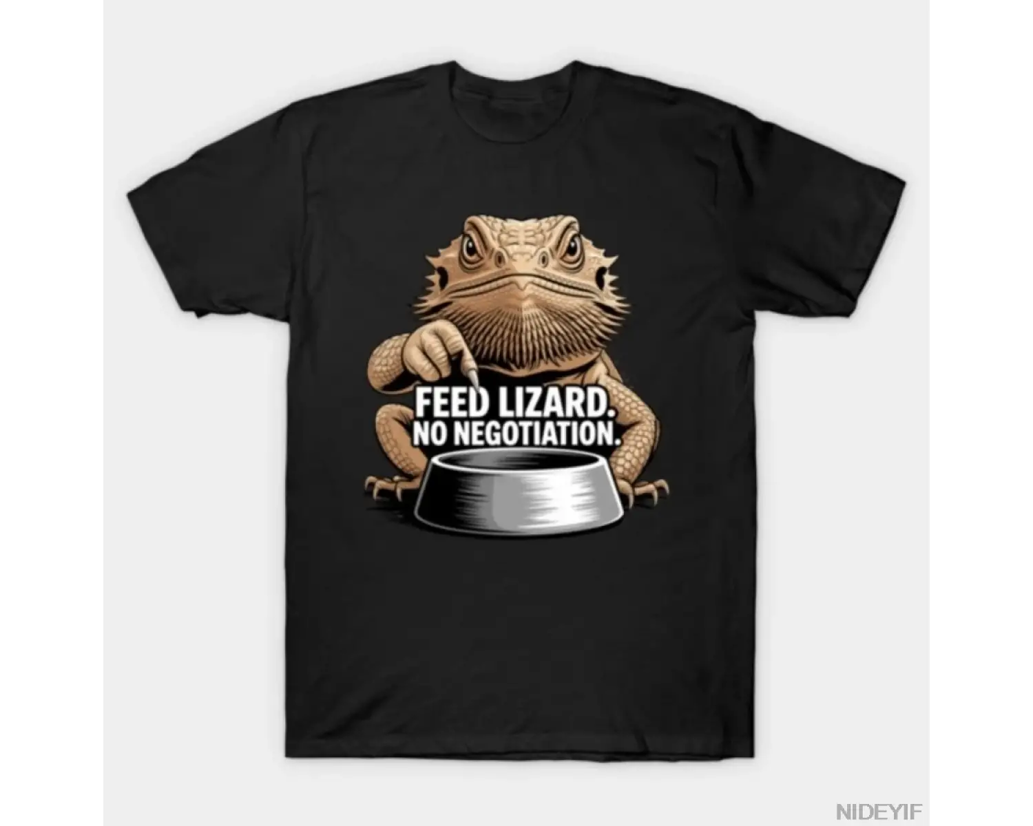 Feed Lizard Pazarlık Yok Komik Sürüngen T-shirt Erkekler Kadınlar Için % 100% Pamuk T Shirt K