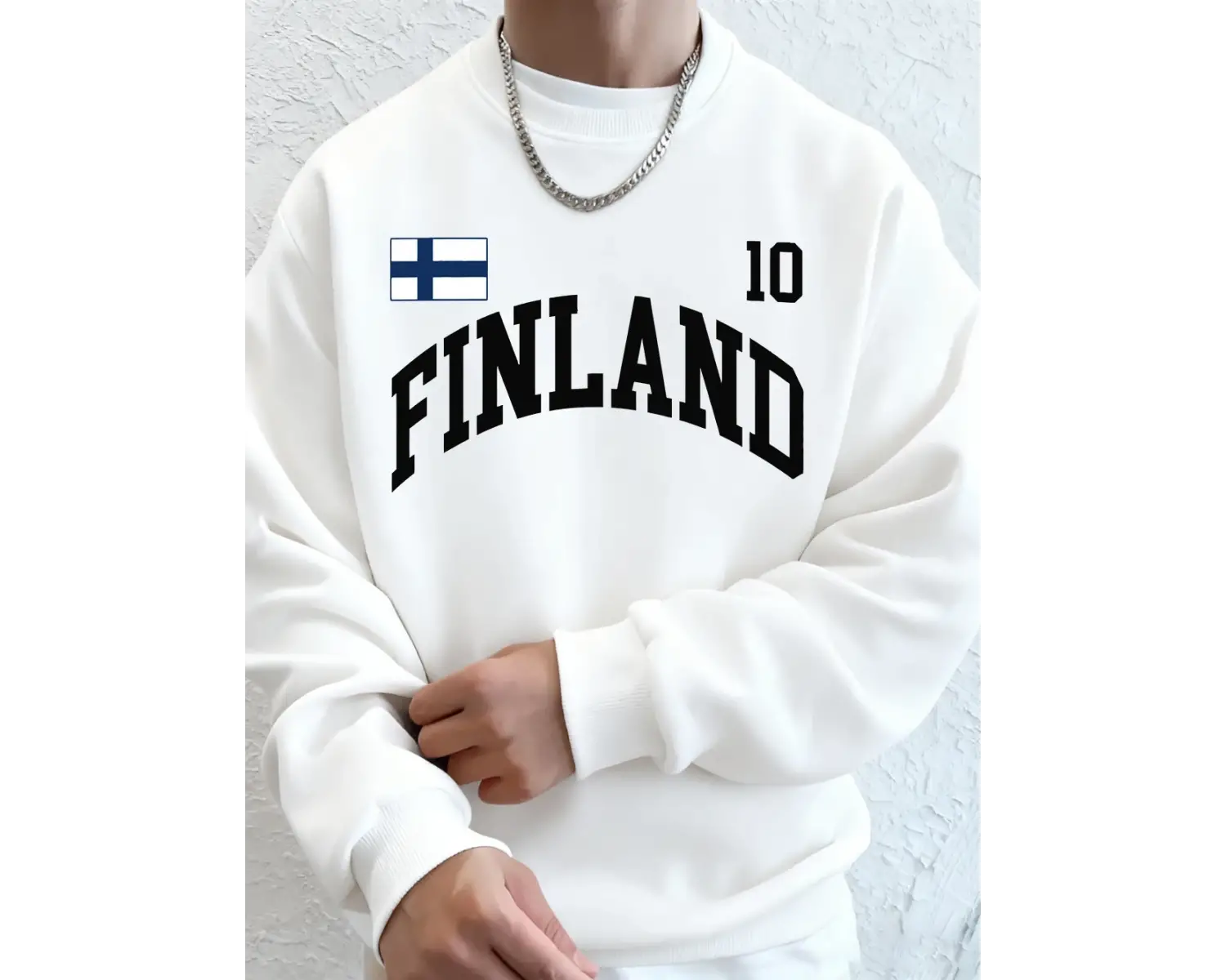 Finlandiya Bayrağı Baskılar Erkek Tişörtü Sonbahar Polar Sıcak Koşu Kapüşonlular Rahat Gevşek