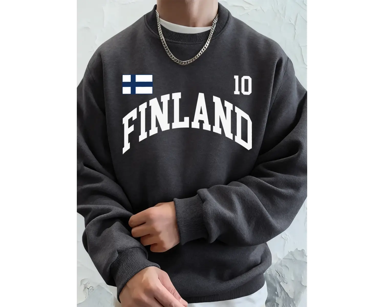 Finlandiya Bayrağı Baskılar Erkek Tişörtü Sonbahar Polar Sıcak Koşu Kapüşonlular Rahat Gevşek