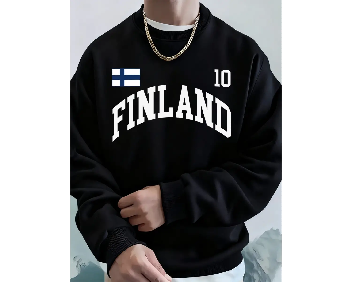 Finlandiya Bayrağı Baskılar Erkek Tişörtü Sonbahar Polar Sıcak Koşu Kapüşonlular Rahat Gevşek