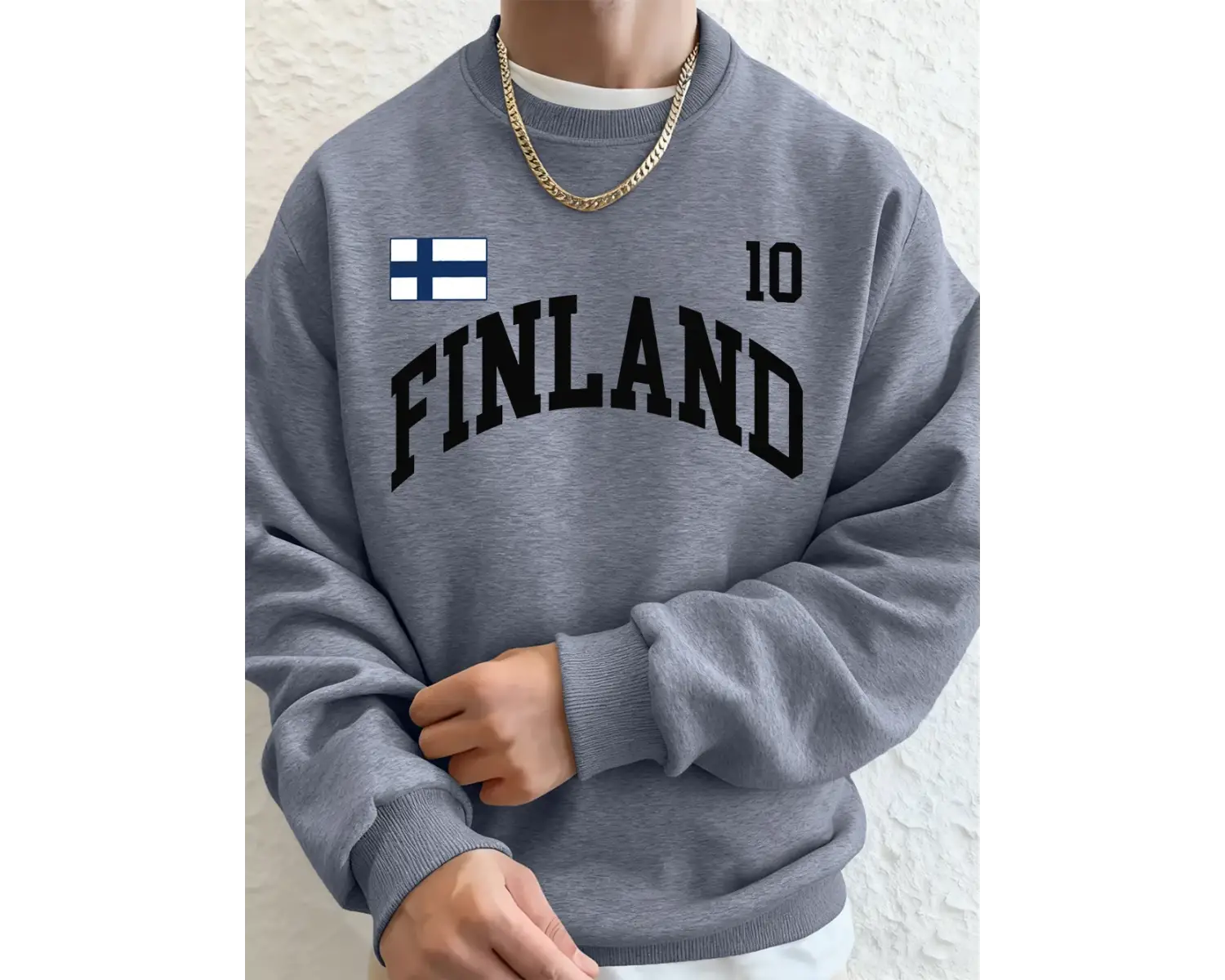 Finlandiya Bayrağı Baskılar Erkek Tişörtü Sonbahar Polar Sıcak Koşu Kapüşonlular Rahat Gevşek