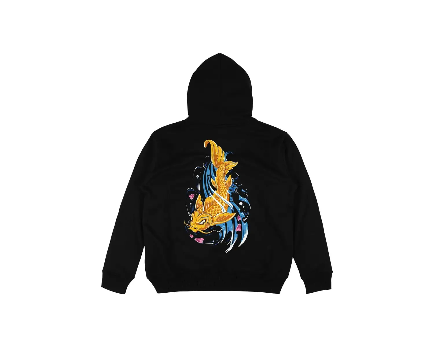 Fish Siyah Oversize Unisex Kapüşonlu Sweatshirt Hoodie