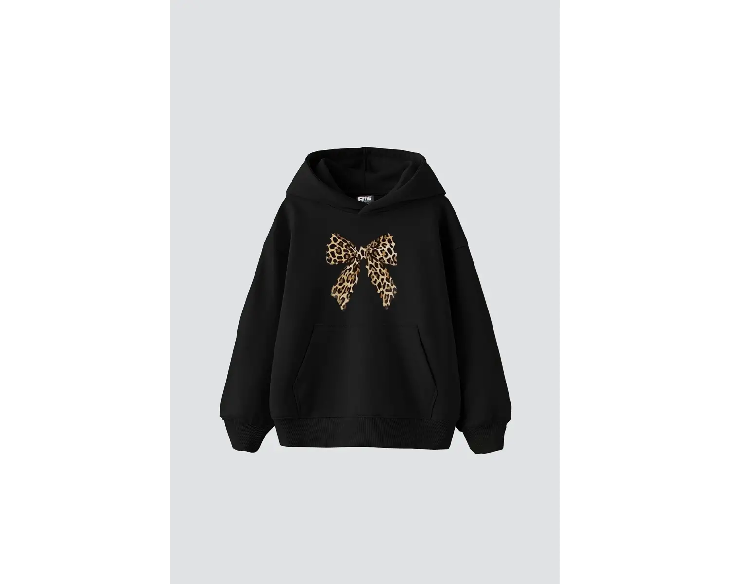 Fiyonk Leopar Baskılı Oversize Unisex Premium Siyah