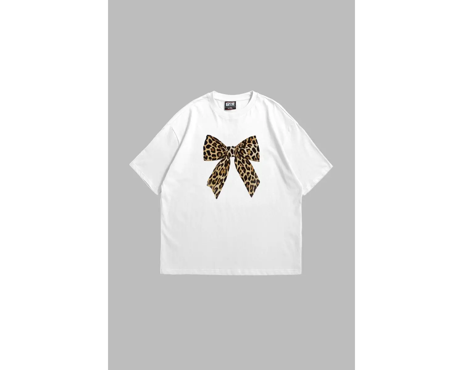 Fiyonk Leopar Baskılı Relaxed Fit Beyaz