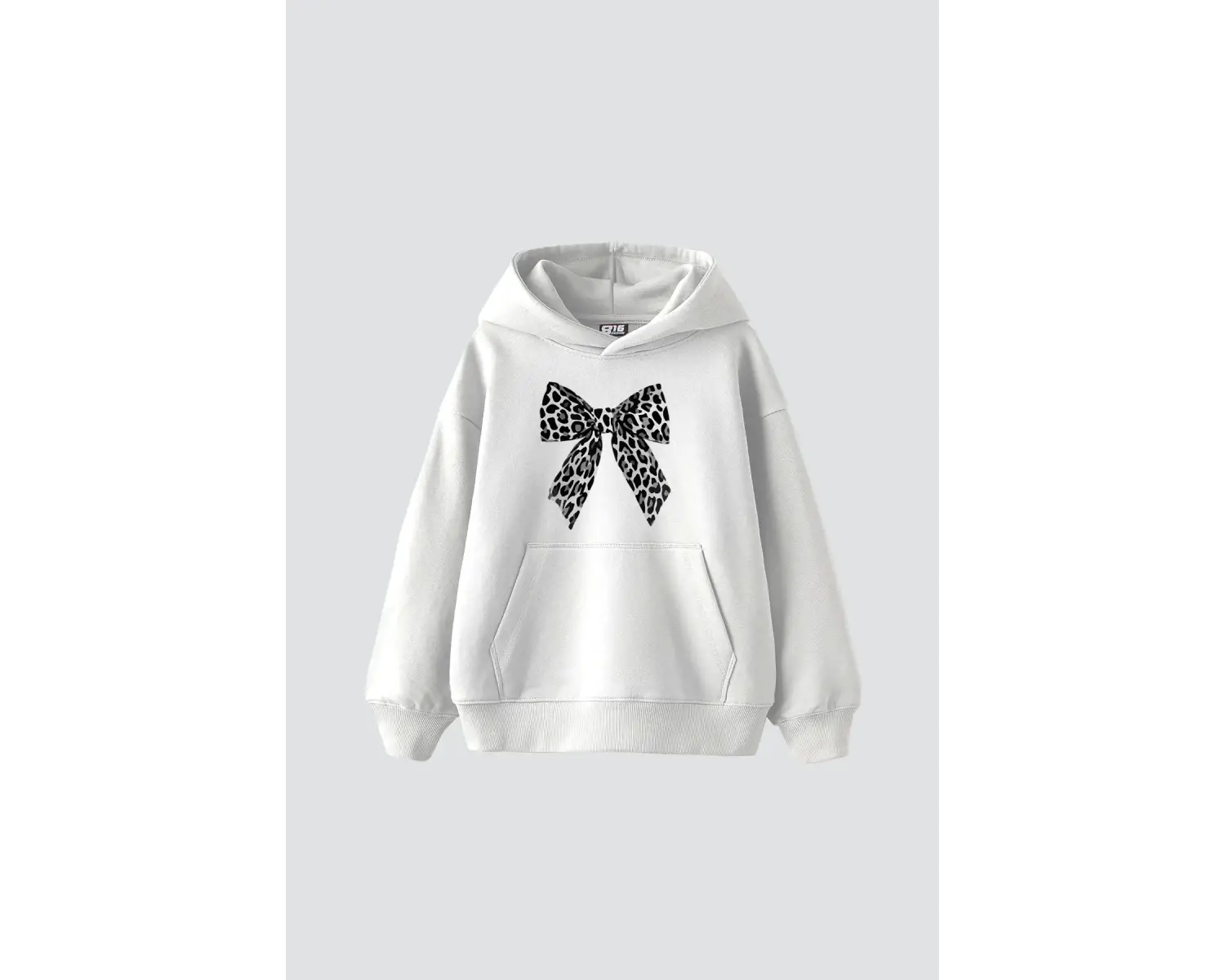 Fiyonk Leopar V2 Baskılı Oversize Unisex Premium Beyaz