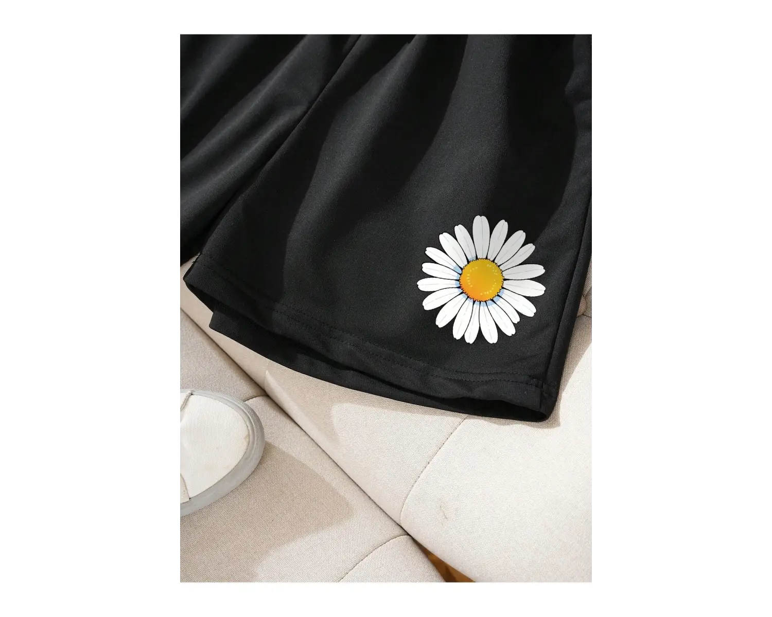 Floral Print Drawstring Waist Şort