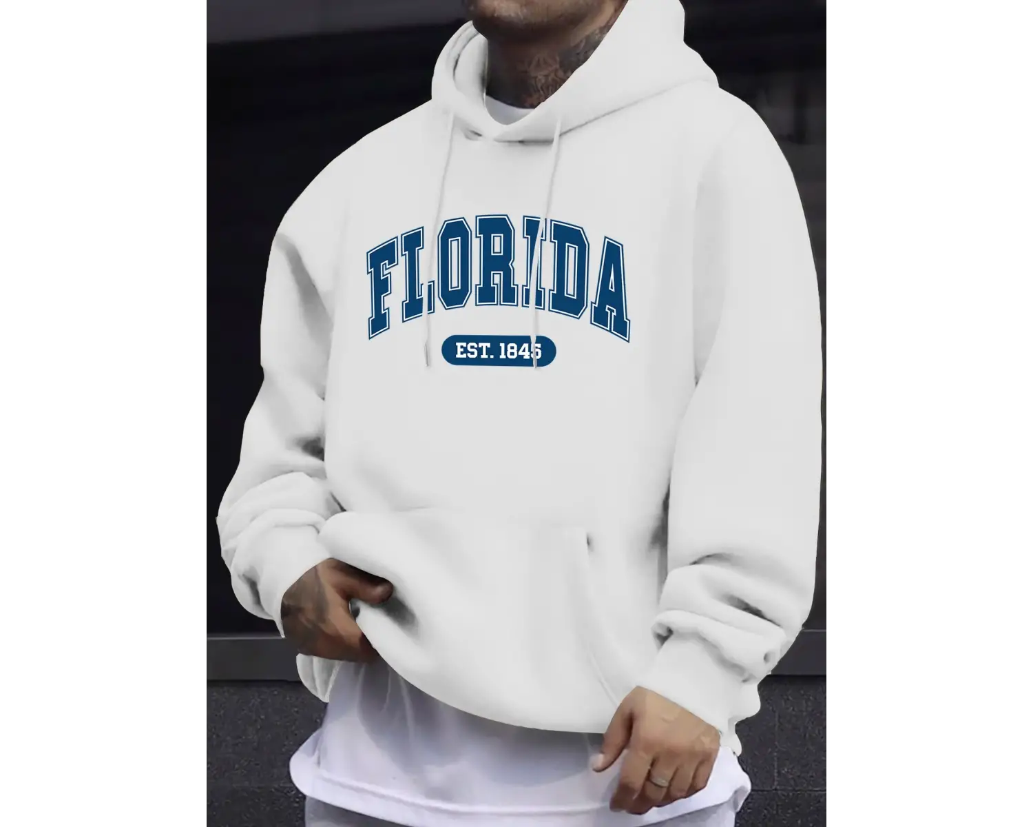 Florida Est 1845 Mektup Yaratıcı Baskı Erkek Polar Giyim Sonbahar Günlük Eşofman Temel Spor K