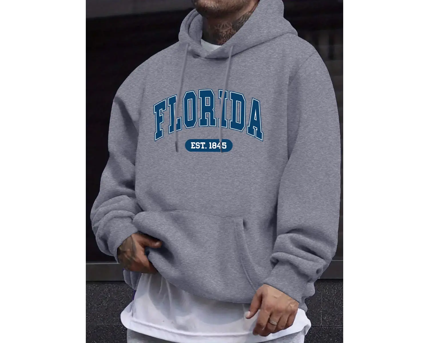 Florida Est 1845 Mektup Yaratıcı Baskı Erkek Polar Giyim Sonbahar Günlük Eşofman Temel Spor K