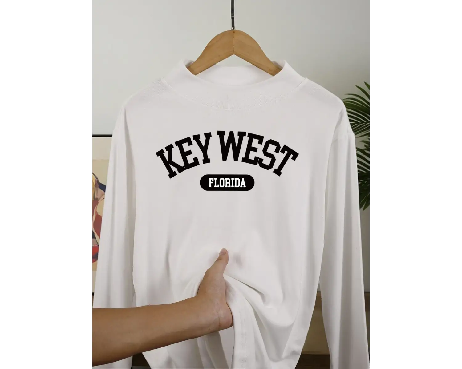 Florida Key West Baskılı Erkekler İçin Basit Tişörtler Günlük Rahat Kazak Her Şeyle Uyumlu Mo