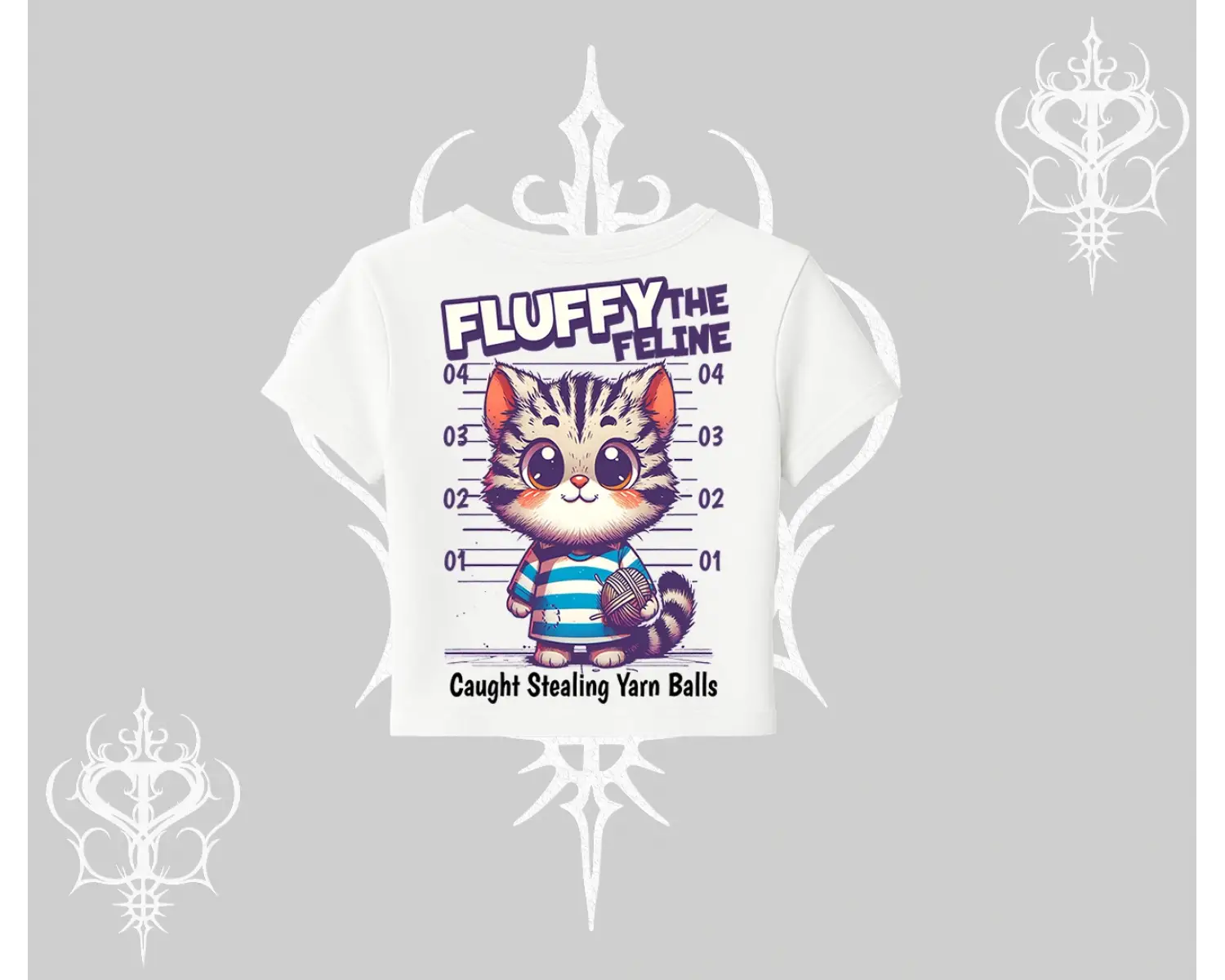 Fluffy The Feline Yazılı Sevimli Kedi Arka Baskılı Babby Tee Tshirt