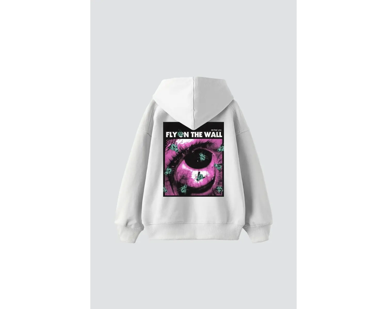 Fly On The Wall Baskılı Oversize Unisex Beyaz