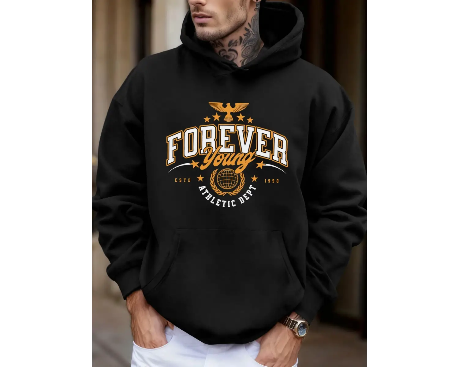 Forever Young Athletic Dept 1990 Baskılı Erkek Yeni Sonbahar Tüm Maçlara Uygun Tişörtler Soka