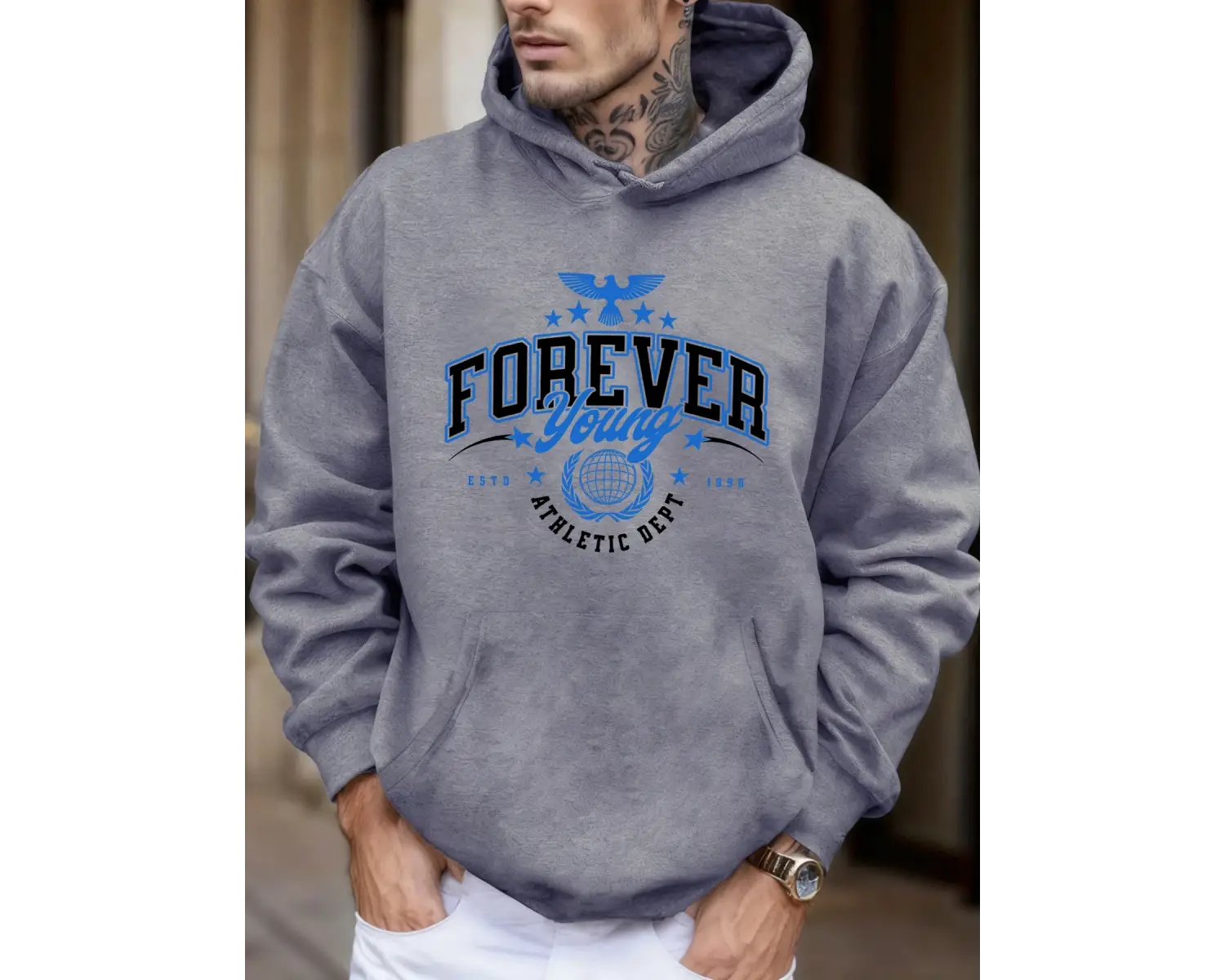 Forever Young Athletic Dept 1990 Baskılı Erkek Yeni Sonbahar Tüm Maçlara Uygun Tişörtler Soka
