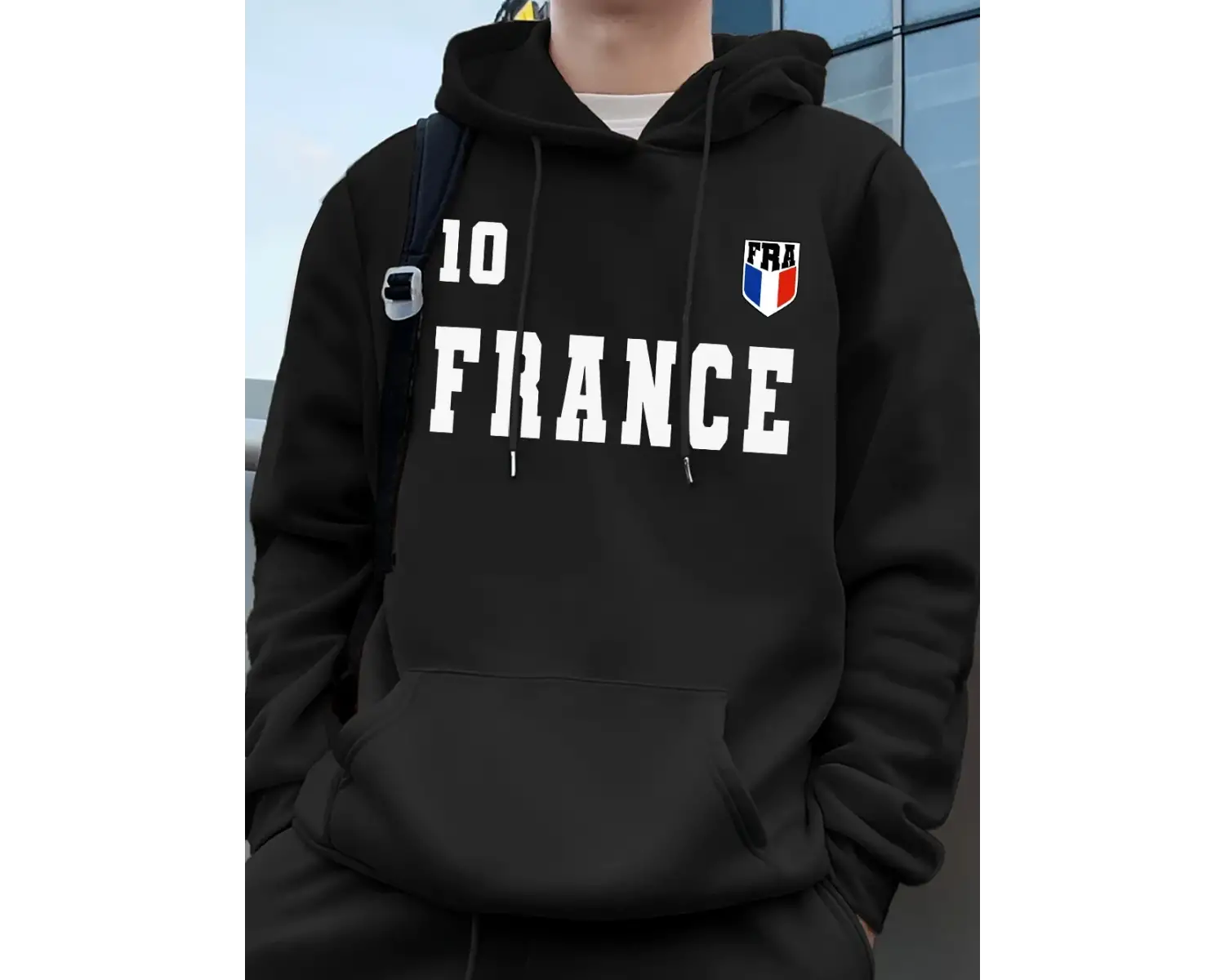 Fransa Bayrağı Mektup Baskı Hoodie Erkek Kış Polar Sıcak Kazaklar Koşu Cep Kazak Sportif Gevş