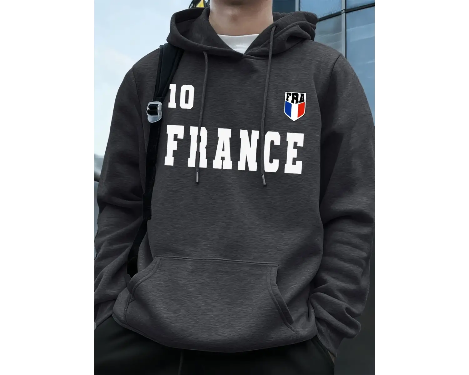 Fransa Bayrağı Mektup Baskı Hoodie Erkek Kış Polar Sıcak Kazaklar Koşu Cep Kazak Sportif Gevş