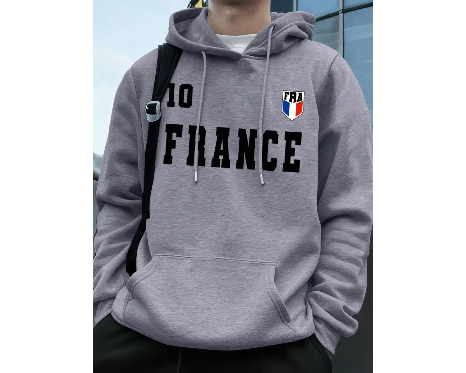 Fransa Bayrağı Mektup Baskı Hoodie Erkek Kış Polar Sıcak Kazaklar Koşu Cep Kazak Sportif Gevş