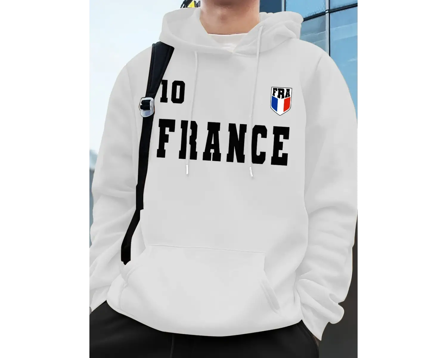Fransa Bayrağı Mektup Baskı Hoodie Erkek Kış Polar Sıcak Kazaklar Koşu Cep Kazak Sportif Gevş