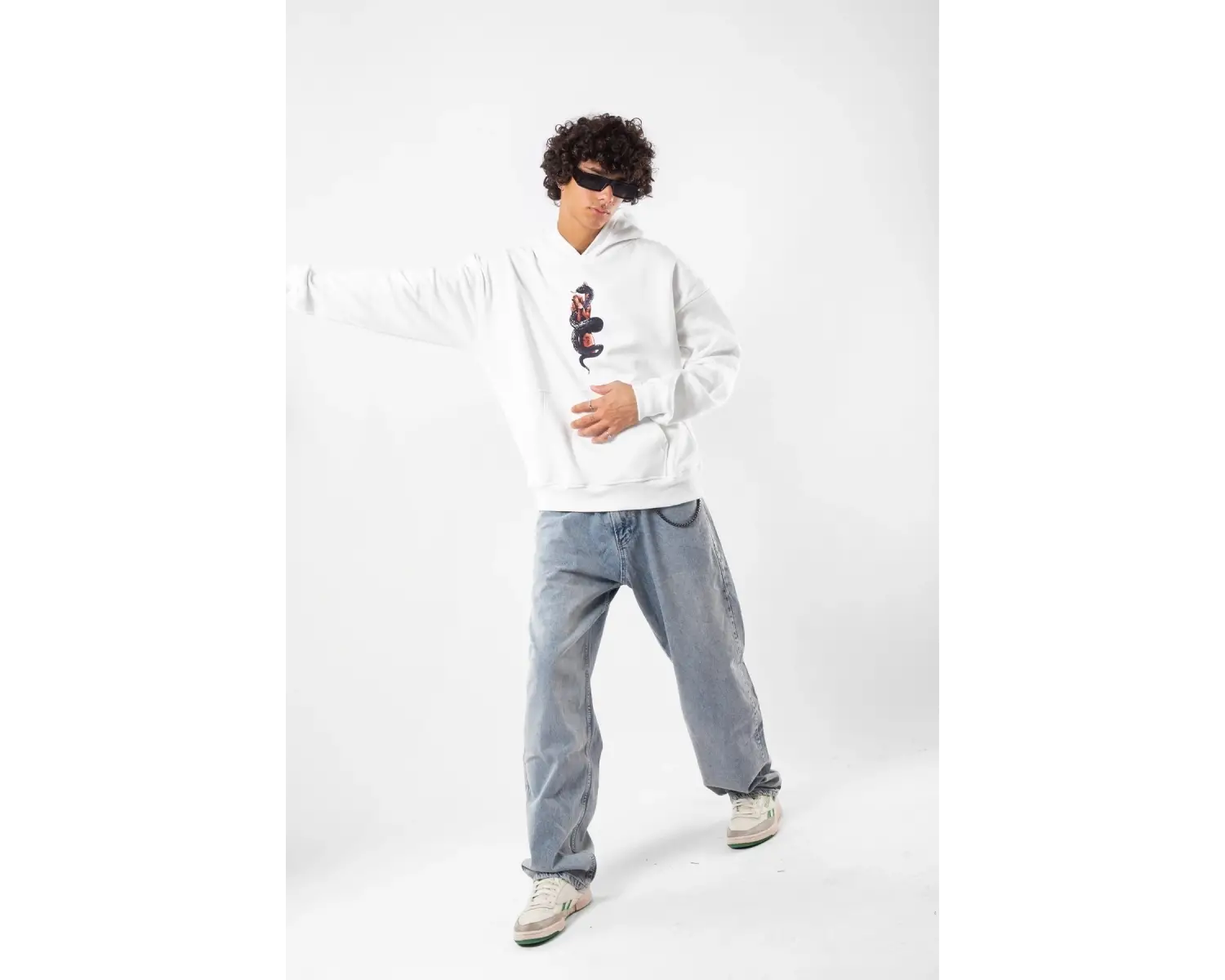 Free Gangster Baskılı Oversize Unisex Beyaz