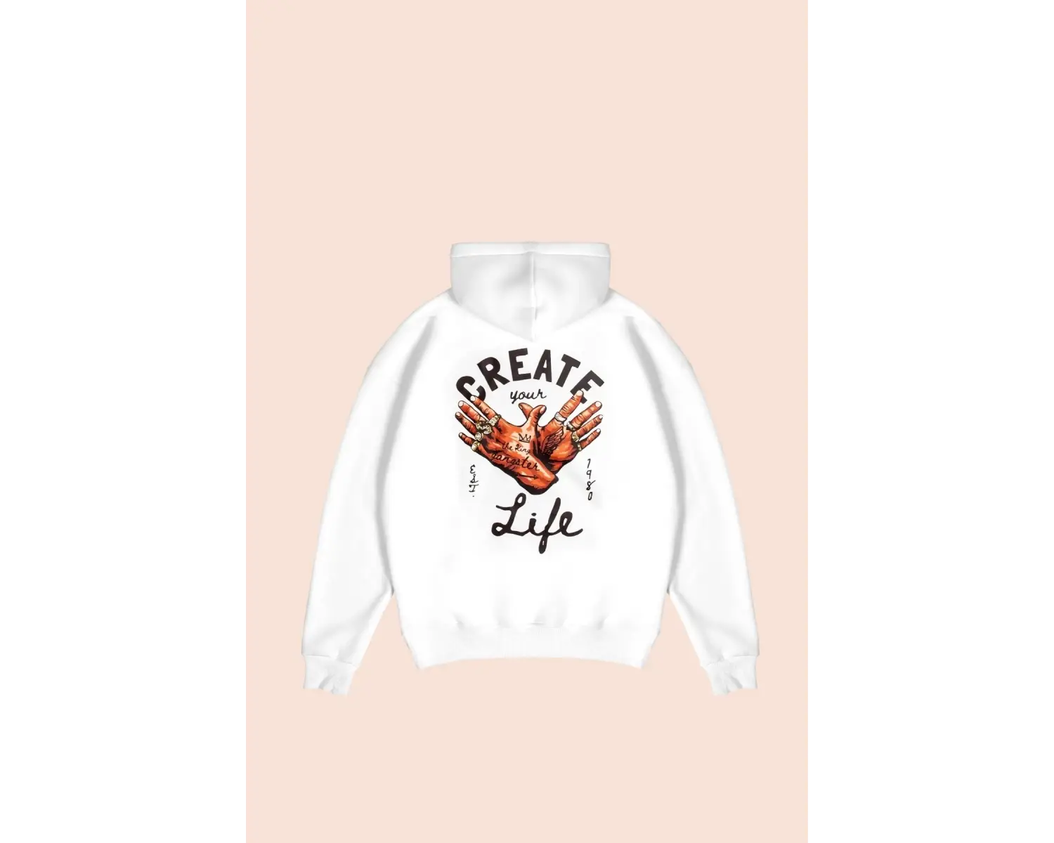 Free Gangster Baskılı Oversize Unisex Beyaz