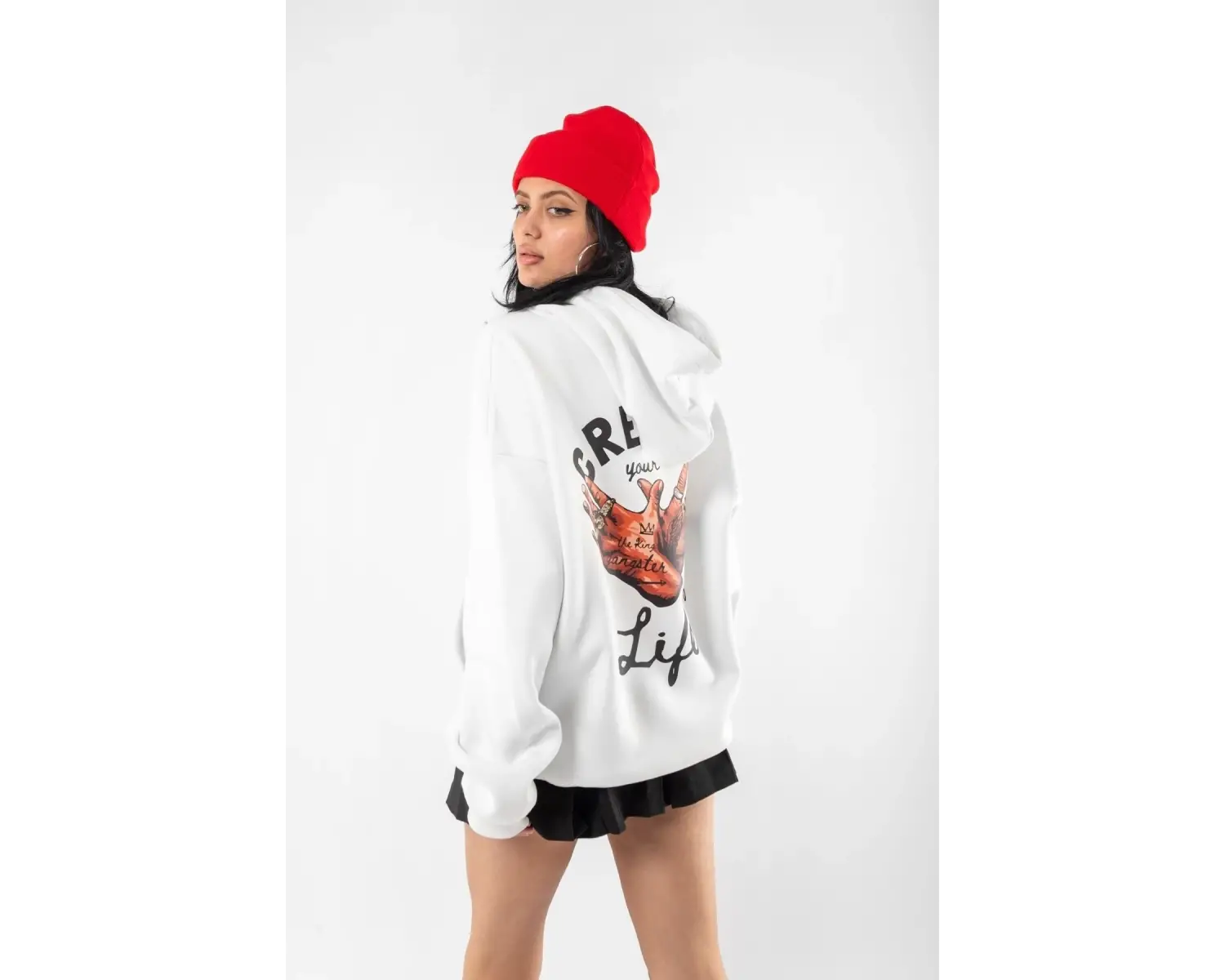 Free Gangster Baskılı Oversize Unisex Beyaz