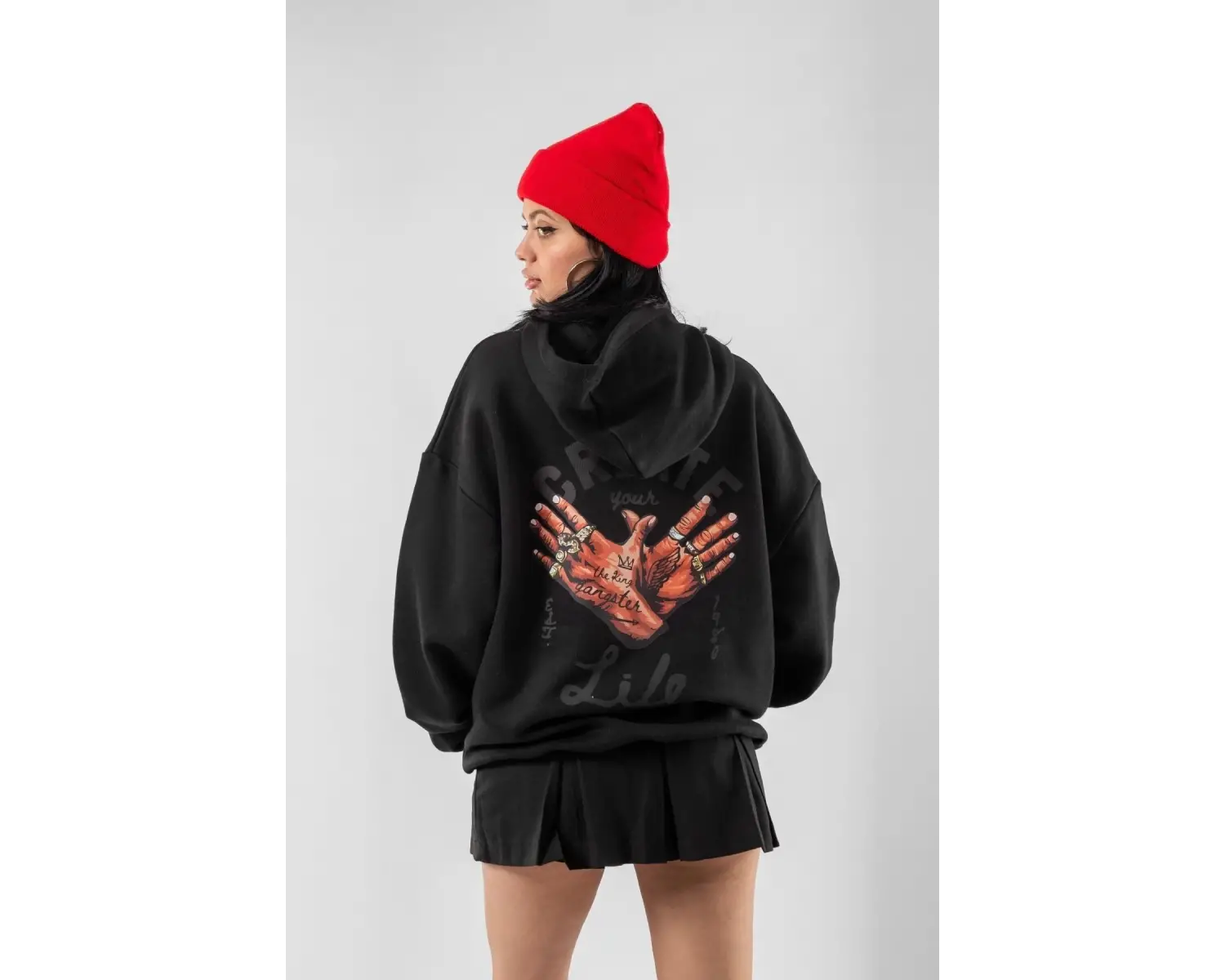 Free Gangster Baskılı Oversize Unisex Beyaz