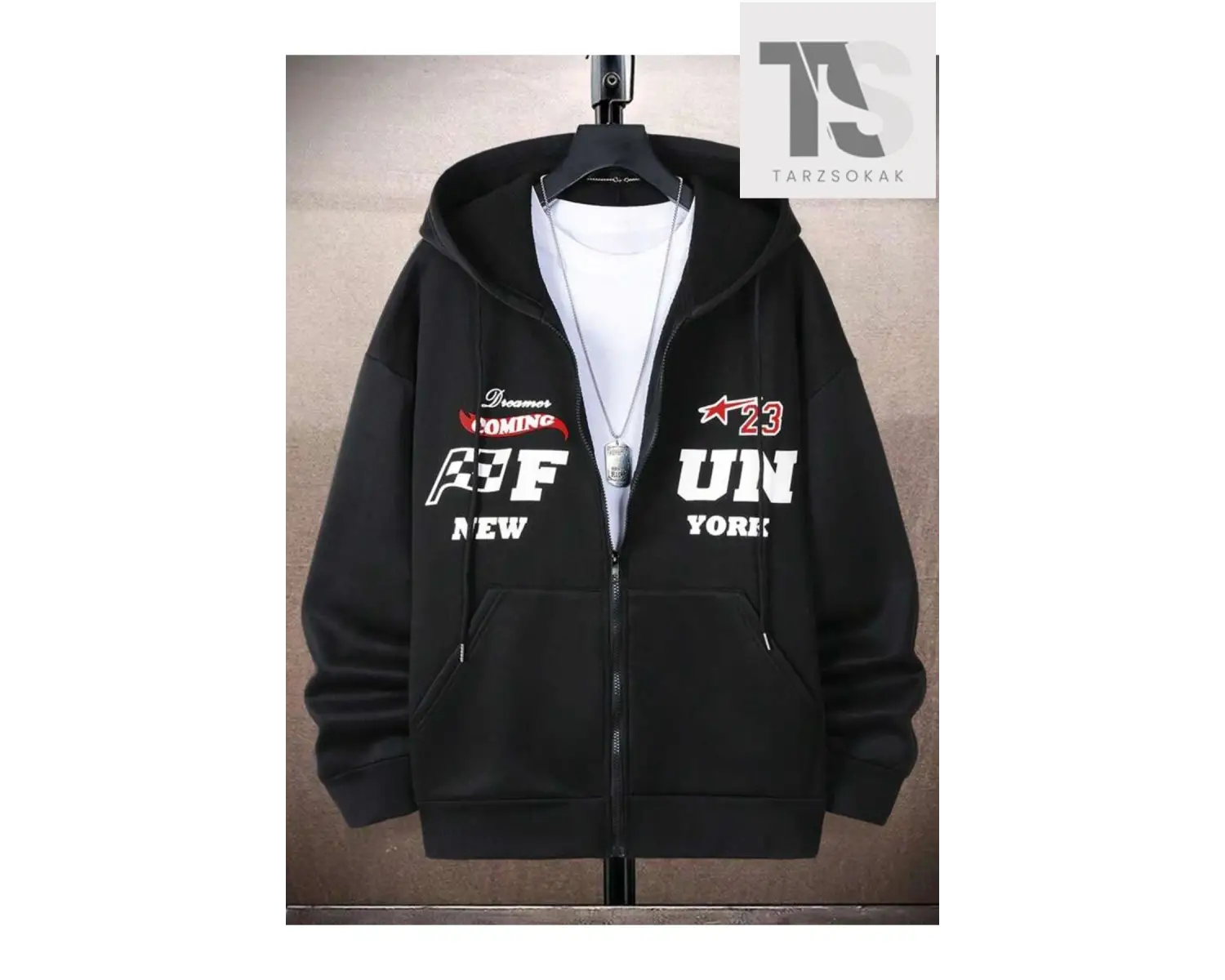 Fun 23 New York Sweatshirt Fermuarlı Hırka Siyah