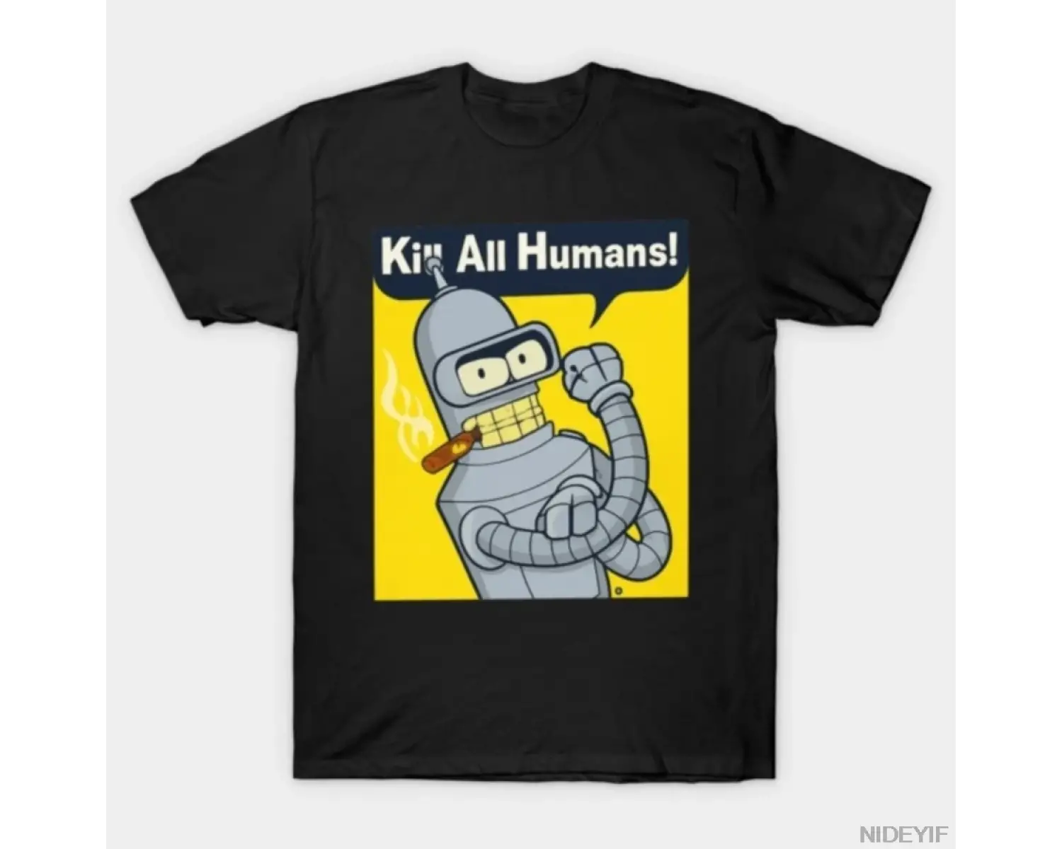 Futurama Bender Kill All Humans Erkekler Kadınlar Için T-shirt % 100% Pamuk T Shirt Kısa Koll