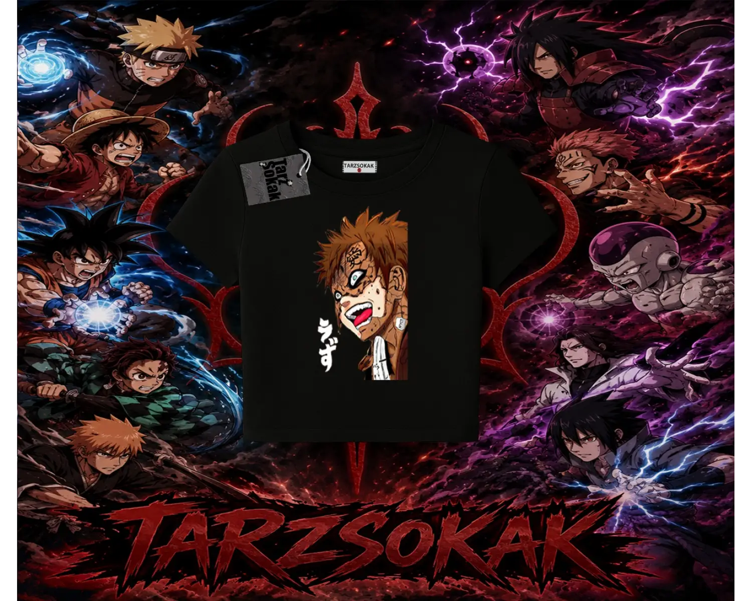 Gaara Naruto Anime Karakteri Kadın Baby Tee Beyaz
