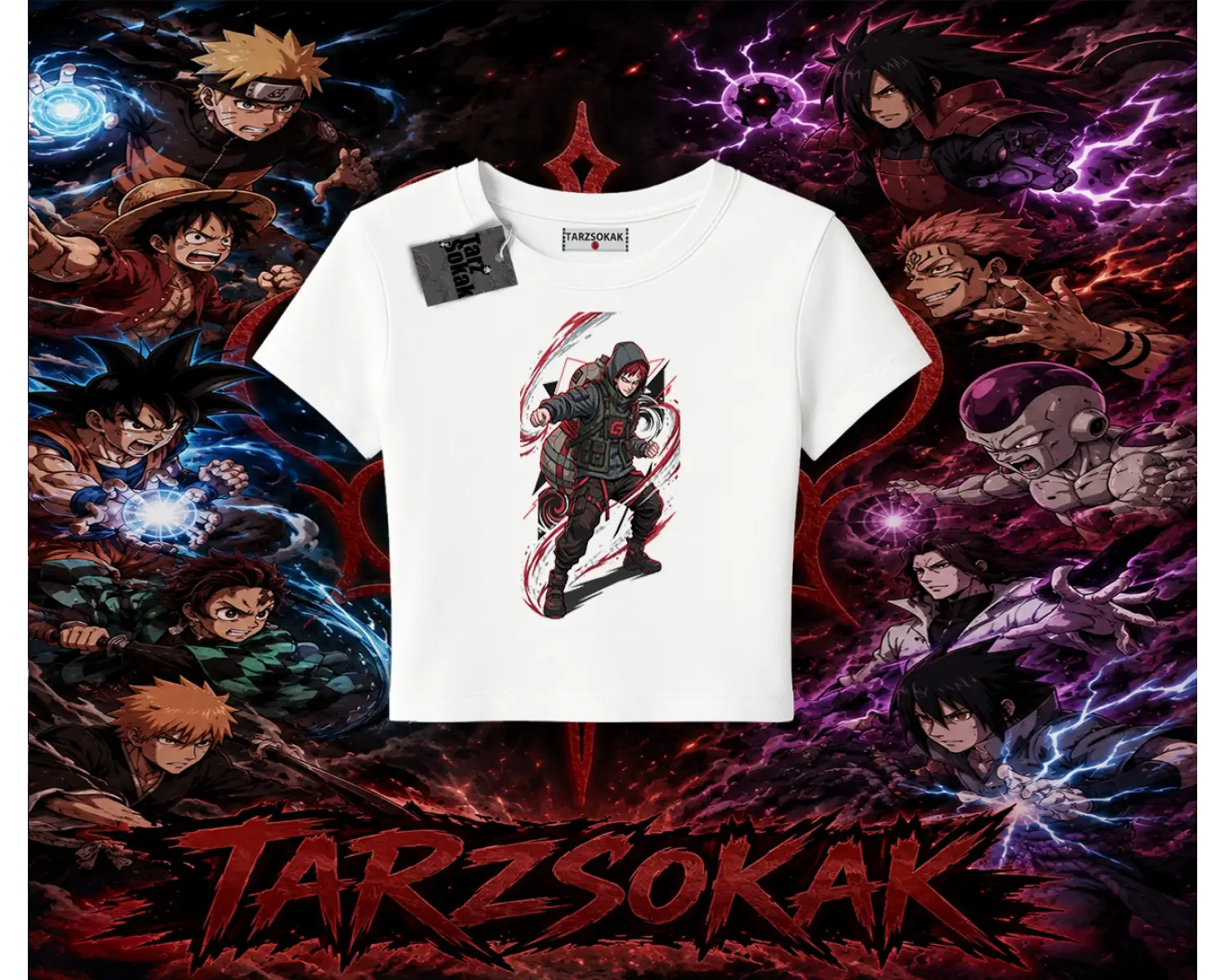 Gaara Naruto Anime Karakteri Kadın Baby Tee Beyaz