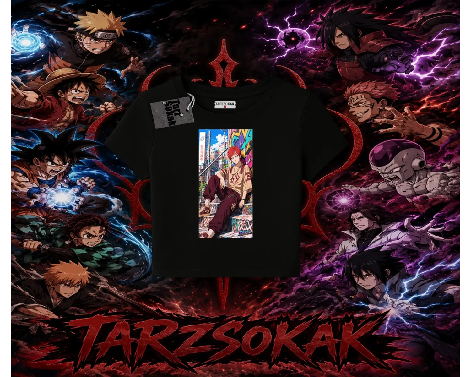 Gaara Naruto Anime Karakteri Kadın Baby Tee Beyaz