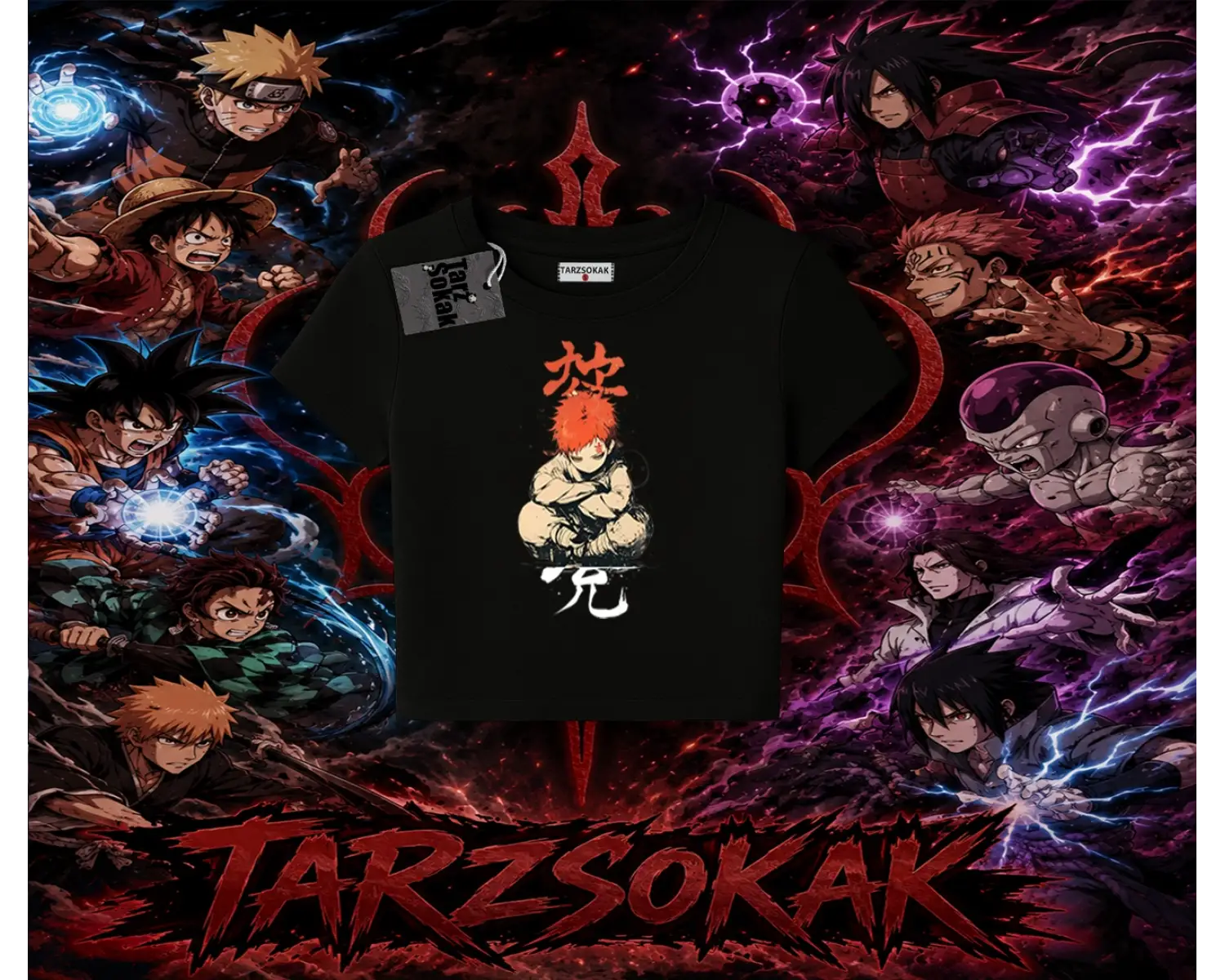 Gaara Naruto Anime Karakteri Kadın Baby Tee Beyaz